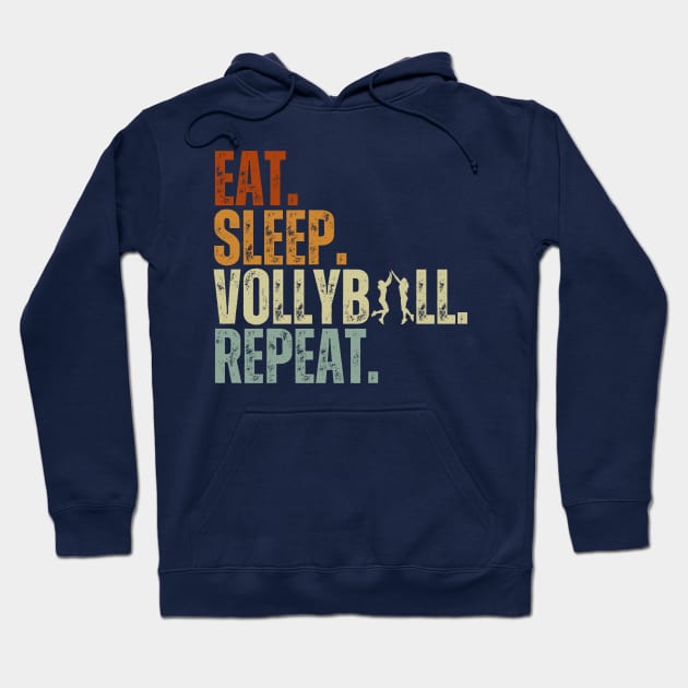 Eat Sleep Volleyball Repeat Kids Adult Women Retro Vintage Hoodie by Just Me Store